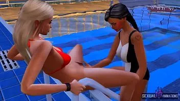 Reproduzir Duas garotas com tesão fodem na piscina pública da cidade - animações sexuais quentes