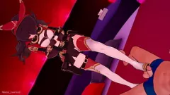 Redare Amber de la Genshin Impact primește o cumshot de la Intense Footjob Session