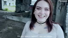 Play Spying Teen Brunette's POV Blowjob and Cumshot in Amateur Threesome